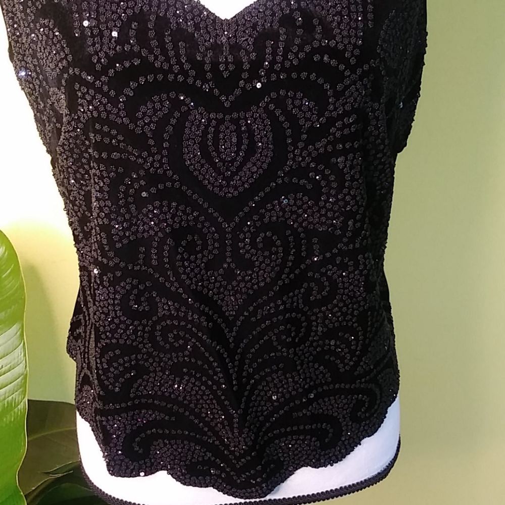 Dressbarn Black Velvet Blouse Size L - Picture 5 of 11